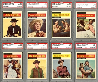 1958 Topps "T.V. Westerns" PSA MINT 9 Collection (15 Different) 